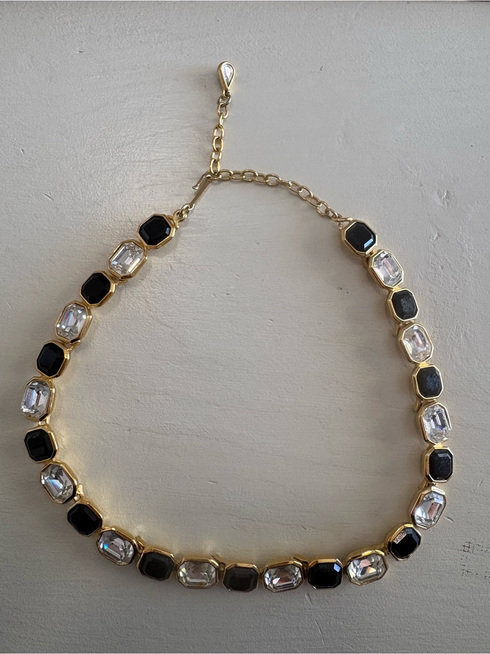 Vintage Trifari statement necklace gold back crystal art deco style